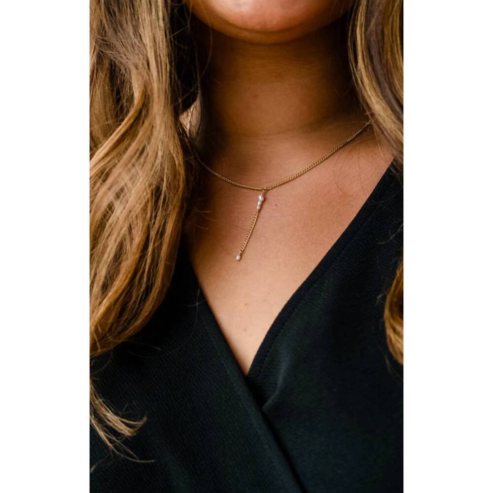 NEW ABLE lariat necklace in gold/pearl